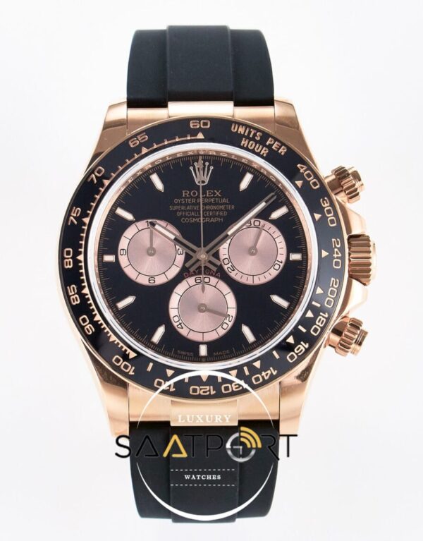 Rolex Daytona 126515 Rose QF 40mm Black Dial Oysterflex 4130 Super Clone ETA