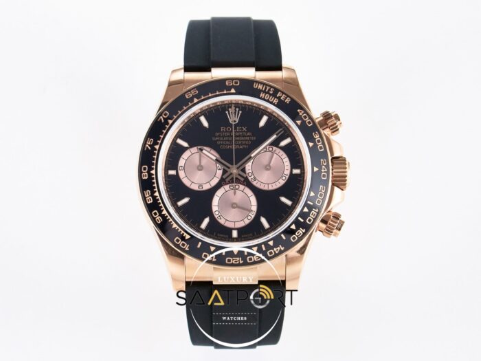 Rolex Daytona 126515 Rose QF 40mm Black Dial Oysterflex 4130 Super Clone ETA