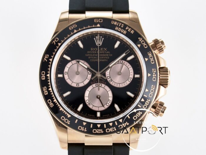 Rolex Daytona 126515 Rose QF 40mm Black Dial Oysterflex 4130 Super Clone ETA