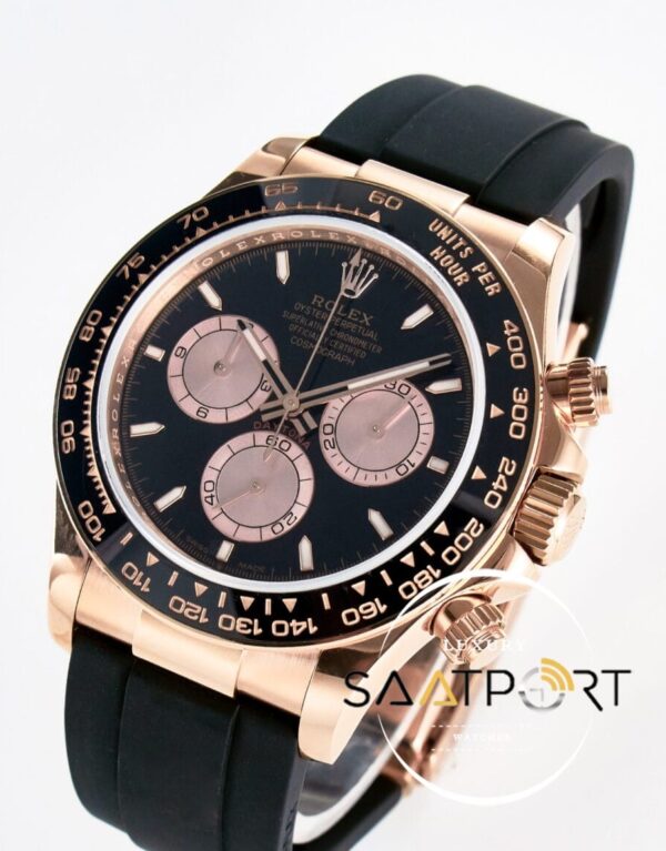 Rolex Daytona 126515 Rose QF 40mm Black Dial Oysterflex 4130 Super Clone ETA
