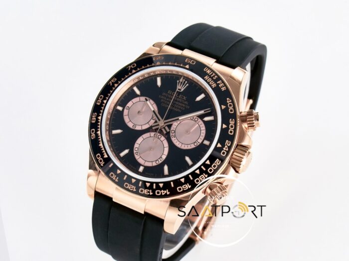 Rolex Daytona 126515 Rose QF 40mm Black Dial Oysterflex 4130 Super Clone ETA