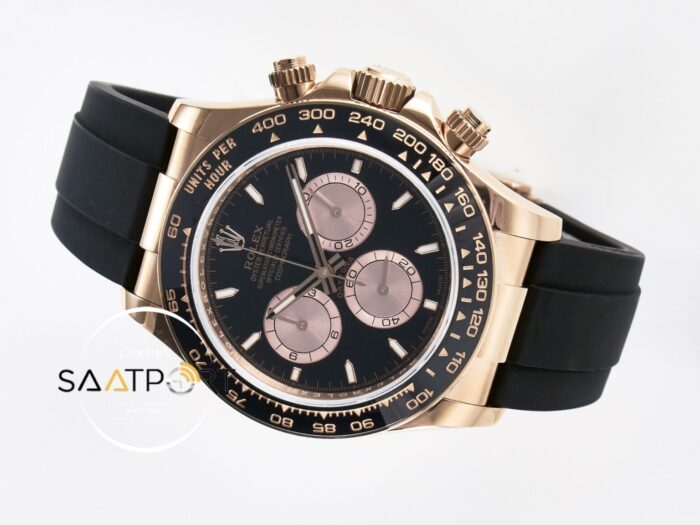 Rolex Daytona 126515 Rose QF 40mm Black Dial Oysterflex 4130 Super Clone ETA