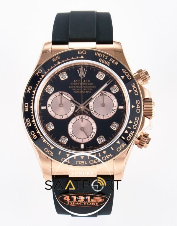 Rolex Daytona 126515 Rose QF 40mm Diamonds Black Dial Oysterflex Super Clone 4131 ETA