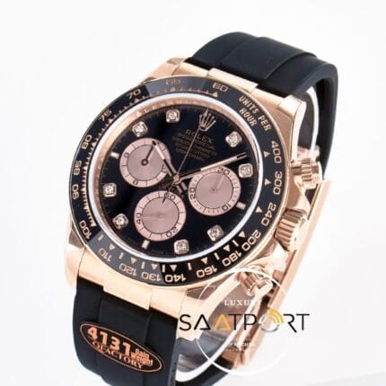 Rolex Daytona 126515 Rose QF 40mm Diamonds Black Dial Oysterflex Super Clone 4131 ETA