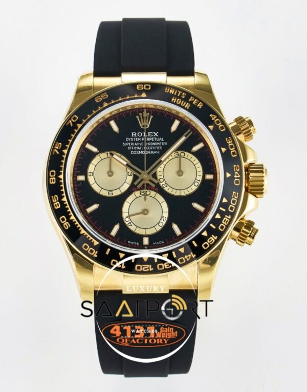 Rolex Daytona 126518 QF 40mm Black Gold Dial Oysterflex Strap Super Clone 4131 ETA