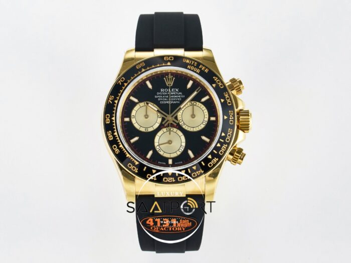 Rolex Daytona 126518 QF 40mm Black Gold Dial Oysterflex Strap Super Clone 4131 ETA