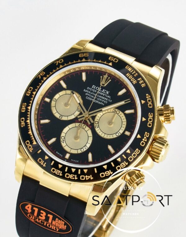 Rolex Daytona 126518 QF 40mm Black Gold Dial Oysterflex Strap Super Clone 4131 ETA