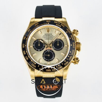 Rolex Daytona 126518 QF 40mm Yellow Gold Dial Oysterflex Strap Super Clone 4131 ETA