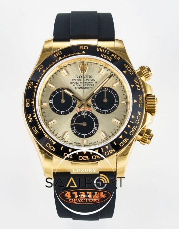 Rolex Daytona 126518 QF 40mm Yellow Gold Dial Oysterflex Strap Super Clone 4131 ETA