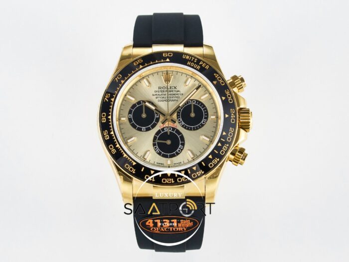 Rolex Daytona 126518 QF 40mm Yellow Gold Dial Oysterflex Strap Super Clone 4131 ETA