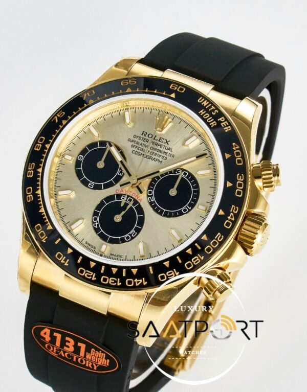 Rolex Daytona 126518 QF 40mm Yellow Gold Dial Oysterflex Strap Super Clone 4131 ETA
