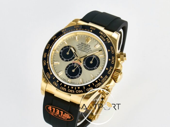 Rolex Daytona 126518 QF 40mm Yellow Gold Dial Oysterflex Strap Super Clone 4131 ETA