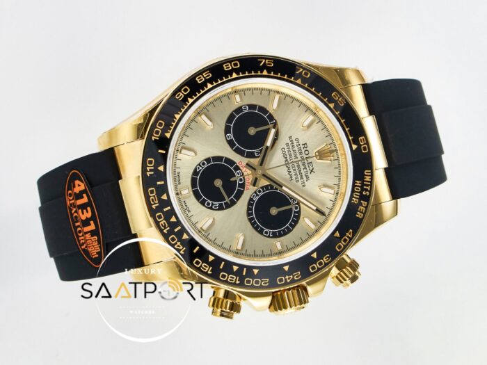 Rolex Daytona 126518 QF 40mm Yellow Gold Dial Oysterflex Strap Super Clone 4131 ETA