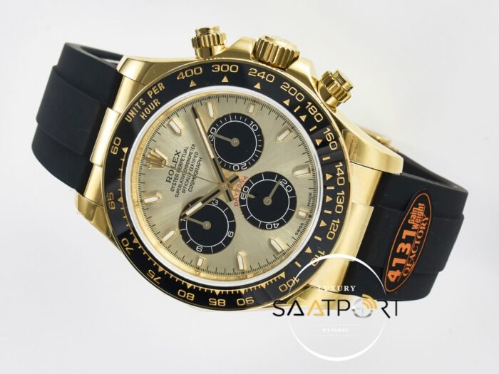 Rolex Daytona 126518 QF 40mm Yellow Gold Dial Oysterflex Strap Super Clone 4131 ETA