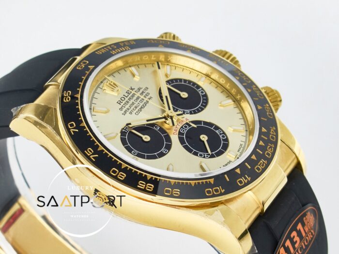 Rolex Daytona 126518 QF 40mm Yellow Gold Dial Oysterflex Strap Super Clone 4131 ETA