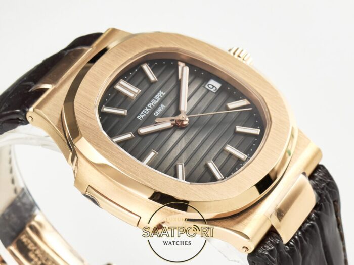 Patek Philippe Rose Nautilus 5711 Deri Kordon 3k Factory Super Clone Eta
