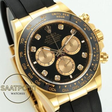 Rolex Daytona 126518LN Diamond Siyah Gold Kadran Oysterflex 4131 Super Clone ETA