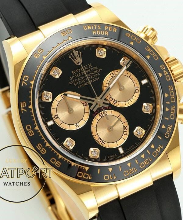 Rolex Daytona 126518LN Diamond Siyah Gold Kadran Oysterflex 4131 Super Clone ETA