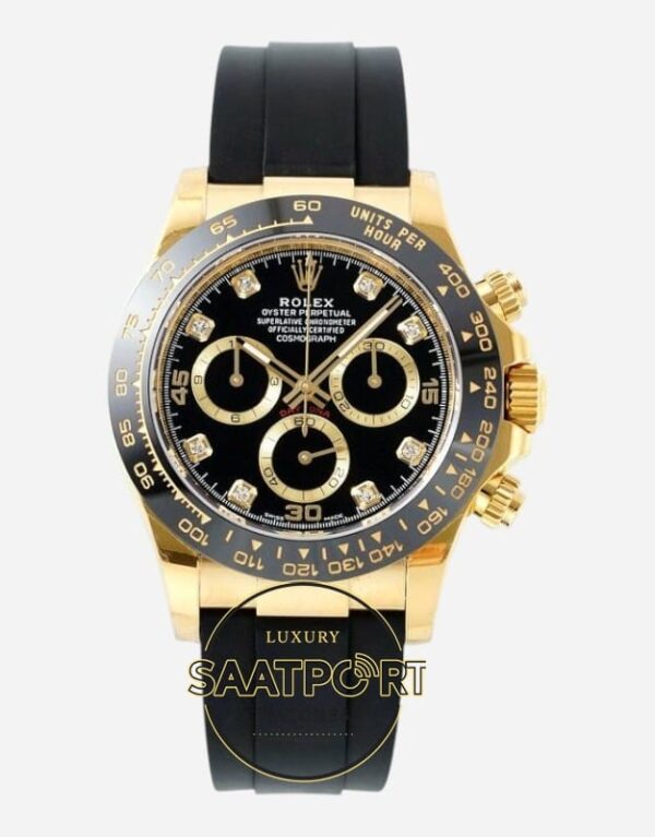Rolex Daytona 126518LN Diamond Siyah Kadran Oysterflex 4131 Super Clone ETA
