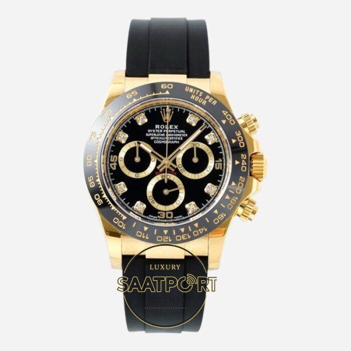 Rolex Daytona 126518LN Diamond Siyah Kadran Oysterflex 4131 Super Clone ETA