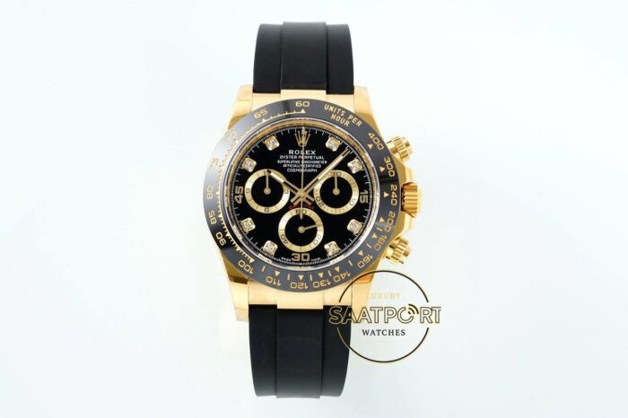 Rolex Daytona 126518LN Diamond Siyah Kadran Oysterflex 4131 Super Clone ETA