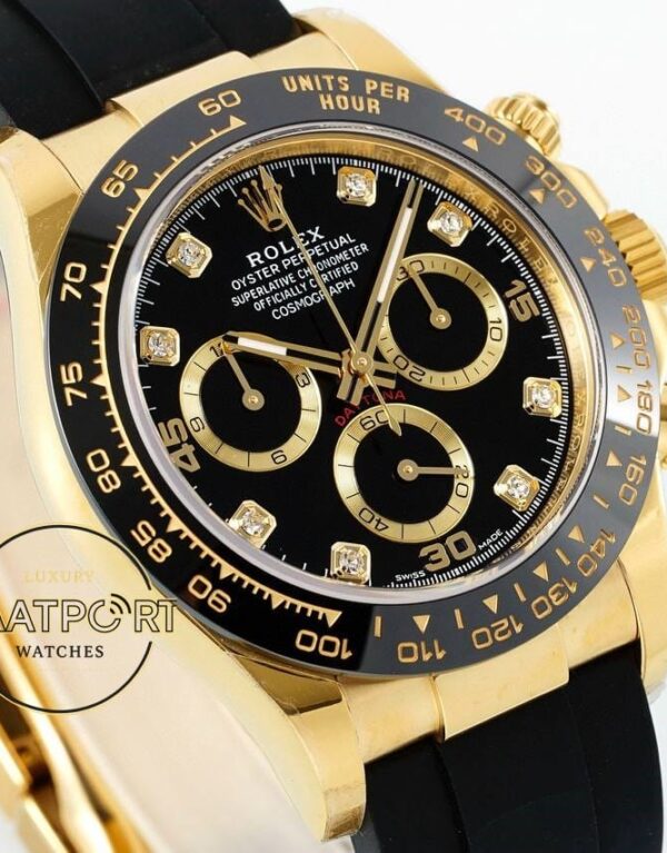 Rolex Daytona 126518LN Diamond Siyah Kadran Oysterflex 4131 Super Clone ETA