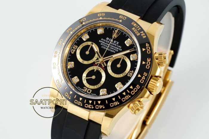 Rolex Daytona 126518LN Diamond Siyah Kadran Oysterflex 4131 Super Clone ETA