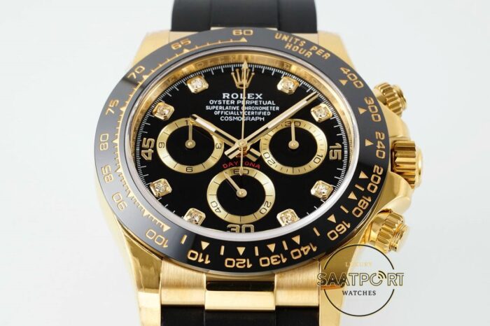 Rolex Daytona 126518LN Diamond Siyah Kadran Oysterflex 4131 Super Clone ETA
