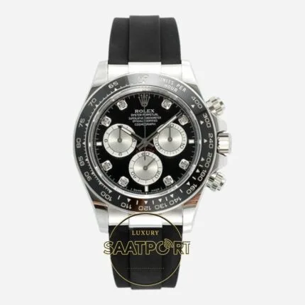 Rolex Daytona 126519LN Diamond Siyah Kadran Oysterflex 4131 Super Clone ETA
