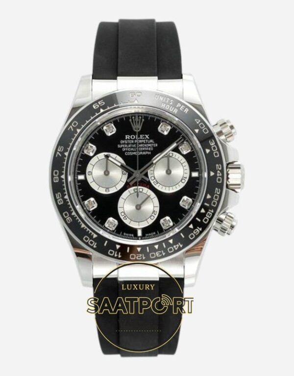 Rolex Daytona 126519LN Diamond Siyah Kadran Oysterflex 4131 Super Clone ETA