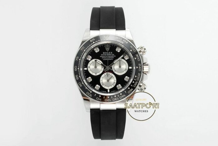 Rolex Daytona 126519LN Diamond Siyah Kadran Oysterflex 4131 Super Clone ETA