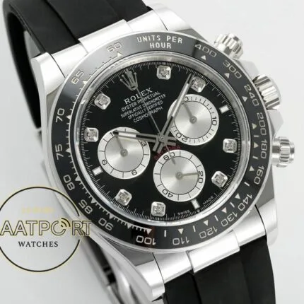 Rolex Daytona 126519LN Diamond Siyah Kadran Oysterflex 4131 Super Clone ETA