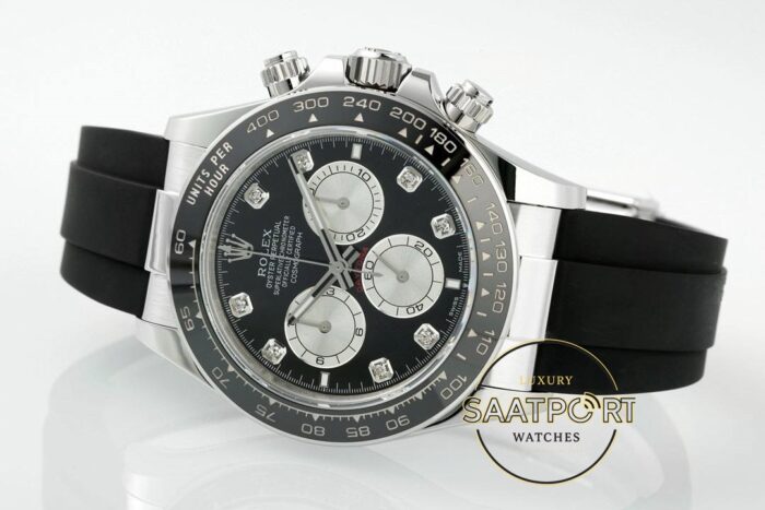 Rolex Daytona 126519LN Diamond Siyah Kadran Oysterflex 4131 Super Clone ETA
