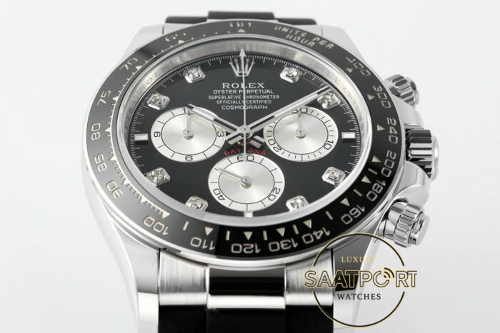 Rolex Daytona 126519LN Diamond Siyah Kadran Oysterflex 4131 Super Clone ETA