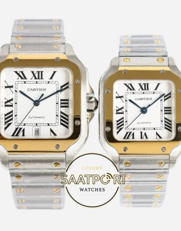 Cartier Santos W2SA0009 40mm W2SA0016 35mm Roman Rakamlı Beyaz Kadran 1847 MC Super Clone ETA