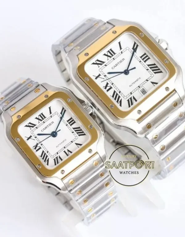 Cartier Santos W2SA0009 40mm W2SA0016 35mm Roman Rakamlı Beyaz Kadran 1847 MC Super Clone ETA
