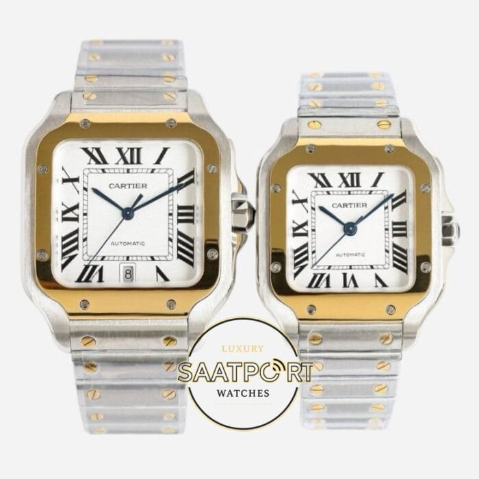 Cartier Santos W2SA0009 40mm W2SA0016 35mm Roman Rakamlı Beyaz Kadran 1847 MC Super Clone ETA