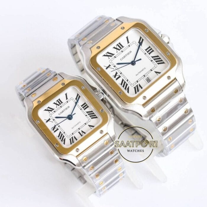 Cartier Santos W2SA0009 40mm W2SA0016 35mm Roman Rakamlı Beyaz Kadran 1847 MC Super Clone ETA