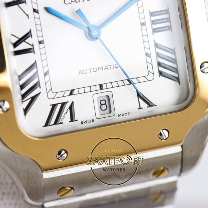 Cartier Santos W2SA0009 40mm W2SA0016 35mm Roman Rakamlı Beyaz Kadran 1847 MC Super Clone ETA
