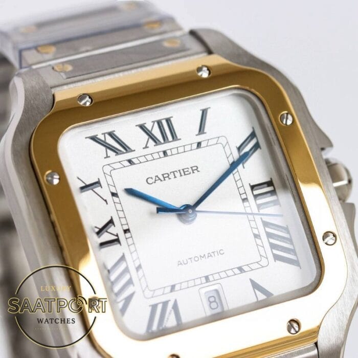 Cartier Santos W2SA0009 40mm W2SA0016 35mm Roman Rakamlı Beyaz Kadran 1847 MC Super Clone ETA