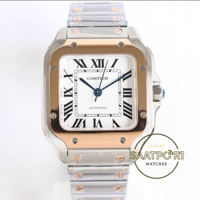 Cartier Santos W2SA0016 Roman Rakamlı 35mm Beyaz Kadran 1847 MC Super Clone ETA