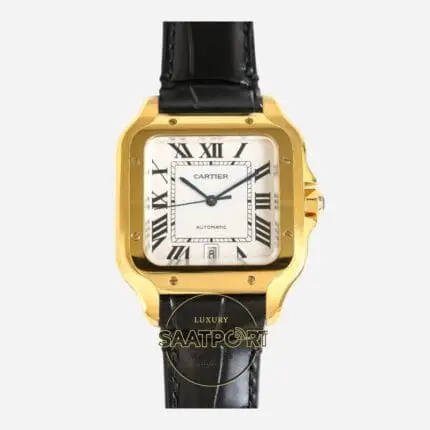 Cartier Santos WGSA0029 Gold Kasa Beyaz Roman Kadran 40mm 1847 MC Super Clone ETA