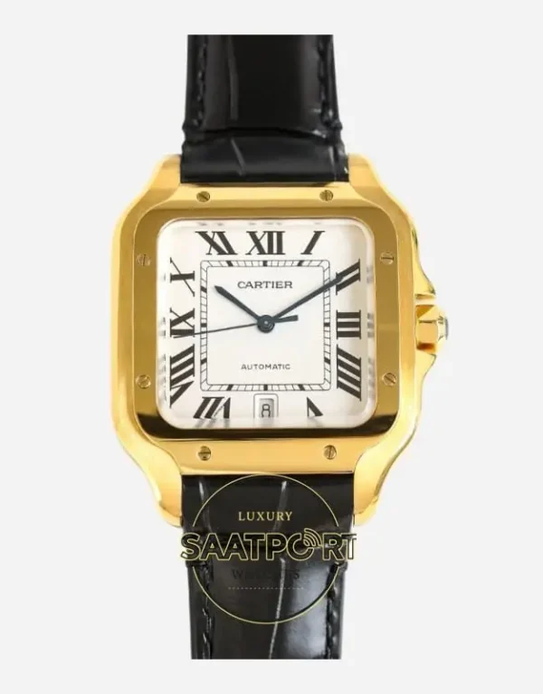 Cartier Santos WGSA0029 Gold Kasa Beyaz Roman Kadran 40mm 1847 MC Super Clone ETA