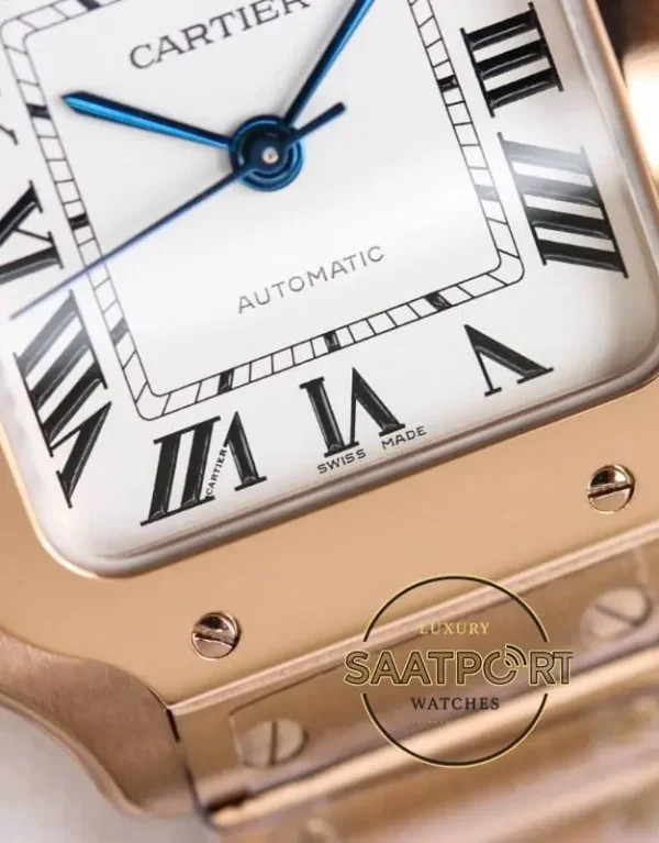 Cartier Santos WGSA0031 Full Rose Roman Rakamlı Beyaz Kadran 1847 MC Super Clone ETA