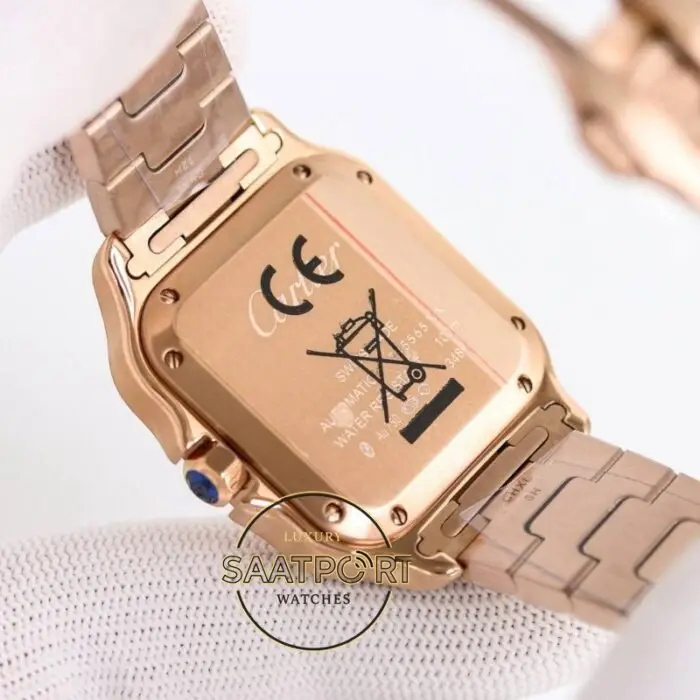 Cartier Santos WGSA0031 Full Rose Roman Rakamlı Beyaz Kadran 1847 MC Super Clone ETA
