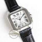 Cartier Santos WSSA0018 Beyaz Roman Kadran Siyah Deri 40mm 1847 MC Super Clone ETA
