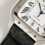 Cartier Santos WSSA0018 Beyaz Roman Kadran Siyah Deri 40mm 1847 MC Super Clone ETA