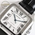 Cartier Santos WSSA0018 Beyaz Roman Kadran Siyah Deri 40mm 1847 MC Super Clone ETA