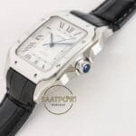Cartier Santos WSSA0018 Beyaz Roman Kadran Siyah Deri 40mm 1847 MC Super Clone ETA