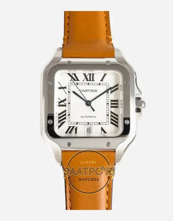 Cartier Santos WSSA0018 Roman Kadran Deri Kordon 40mm 1847 MC Super Clone ETA